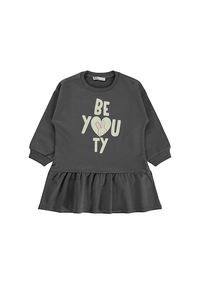 Civil Girls Be You Ty Baskılı 2-5 Yaş Elbise - Gri Antrasit