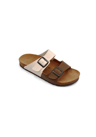 Fly Soft S903 Poli Hafif Taban Çift Toka Erkek Terlik Bej Kahve Bej Kahve