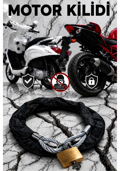Motorsiklet 1,5 Metre 8 Mm Çelik Halat Motorsiklet Bağlama Halat Motosiklet Zincir Kılıflı