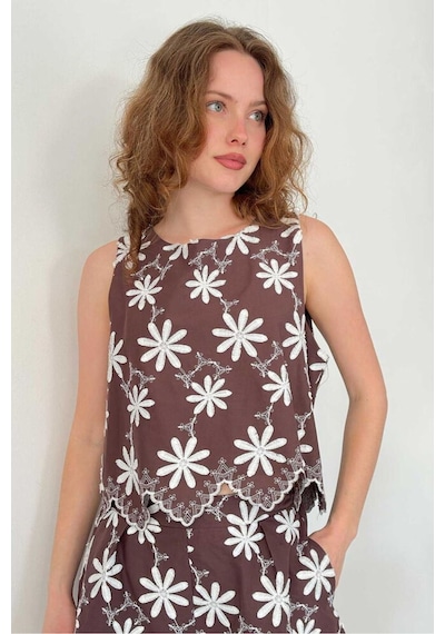 Verymoda Nakışlı Gömlek D2858 Kahve