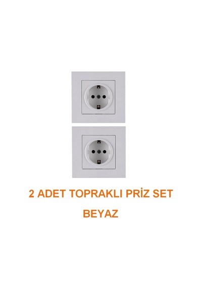 Arvia Karen Topraklı Priz Beyaz - Çerçeve Dahil 2 Adet