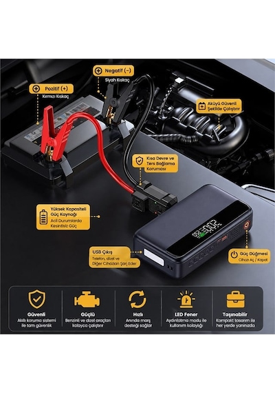 Powermaster N33 Lastik Hava Kompresörlü Akü Takviye Cihazı 65w Fast Powerbank Diğer