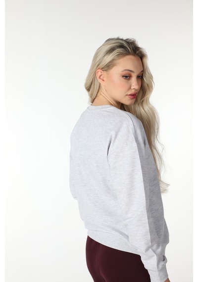 Defys Kadın Baskılı Sweat Kar Melanj Gri - 499440784 Gri