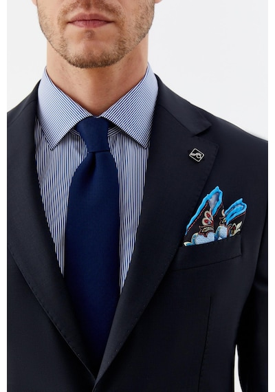 Sabri Özel Erkek Siyah Slim Fit Mono Yaka 6 Drop Yün Karışımlı Astarsız Ceket