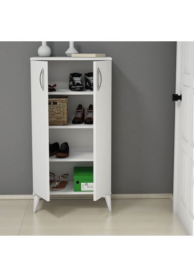 Ferniso Mobilya 2 Kapak 4 Bölmeli Ayakkabılık Beyaz
