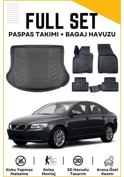 Volvo S40 2009 Model Birebir Uyumlu Bagaj Havuzu+paspas Seti