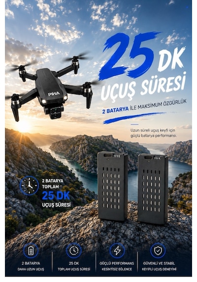 E100 Fırçasız Motor Hd 720p Çift Kameralı 2batarya&25dakika Uçuş Taşıma Çantalı Drone