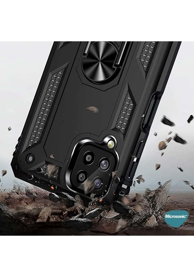 Samsung Galaxy M33 İçin Kılıf Military Ring Holder Siyah Galaxy M33 İle Uyumlu Kılıf - Siyah
