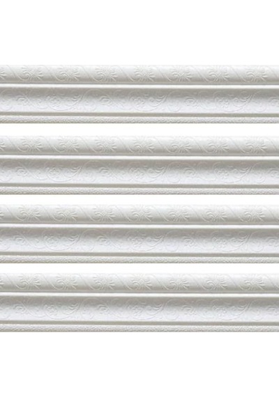 Motifli Beyaz Esnek 8Cm-230Cm X 4 Adet Yapışkanlı Duvar Çıta Çerç (534600969)
