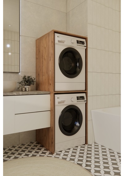 Odaco Premium Çkmd-02 %100 Mdf Çamaşır Ve Kurutma Makinası Dolabı Safir Meşe