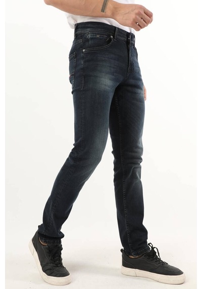 Banny Jeans Erkek Orta Bel Taşlanmış Jean Pantolon Lacivert 35