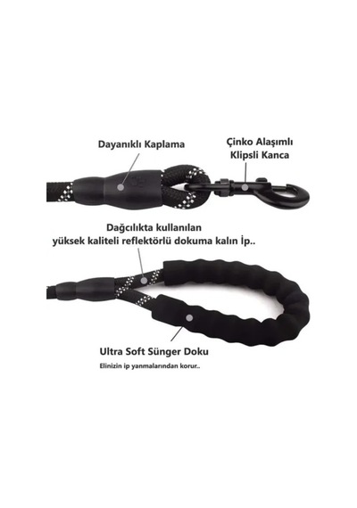 Köpekler İçin Reflektörlü Halat Gezdirme Tasması