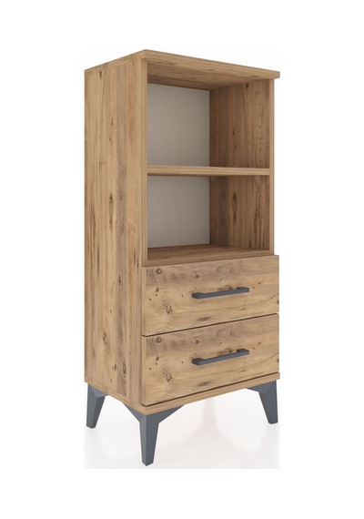 Arges Komodin 2 Raflı 2 Çekmeceli 44x30x96 Çam-çam Çam