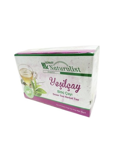 Günvit Naturalist Yeşilçay Bitki Çayı Süzen Poşet 20'li 40 G