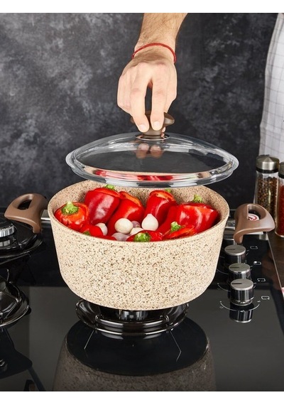 Falez Creamy Granit 22 Cm Derin Tencere - Cre 3019