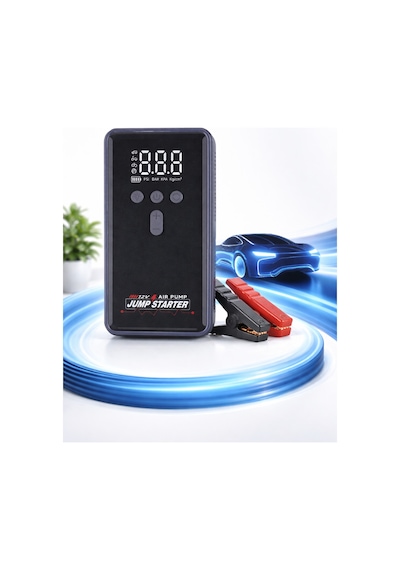 16000 Mah Araç Akü Takviye Cihazı Hava Kompresörü Powerbank Dijital Göstergeli Jump Starter Wm-16