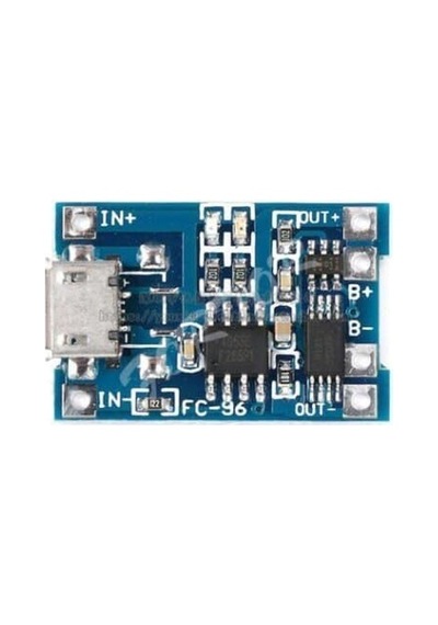 Lithium Pil Şarj Modülü Korumalı - Tp4056, Micro Usb Konnektör, Bms
