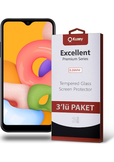 Samsung Galaxy M01 ile Uyumlu Kırılmaz Temperli Ekran Koruyucu Cam Ekonomik 3'lü Paket