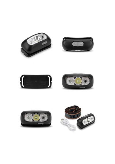 Bydoga Sensörlü Smd Led 3 Modlu Kafa Lambası Siyah