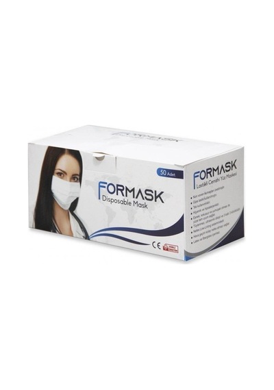 Formask Lastikli Cerrahi 3 Katlı Telli Maske 500 Adet Beyaz