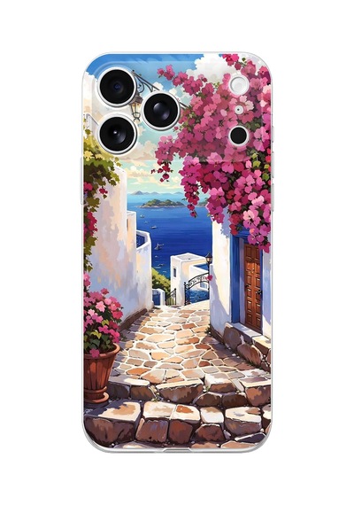 İphone 17 Pro Uyumlu Ege'nin Kayıp Sokakları Baskılı Silikon Kılıf Renkli