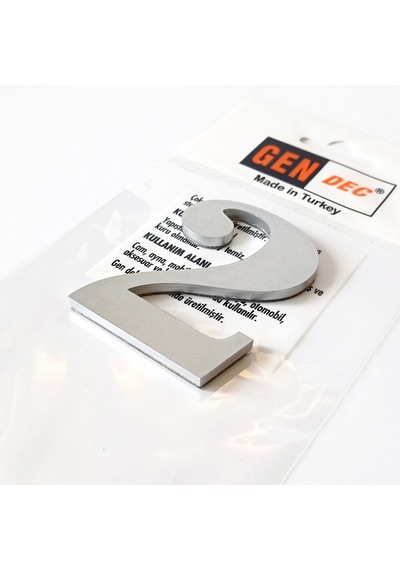 Gendec Kapı Numarası 8Cm No:2 Metalik Gri Kendinden Yapışkanlı Nu