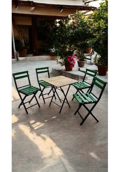 Balkon Bahçe Mutfak Bistro Set Katlanır Masa-sandalye Yeşil