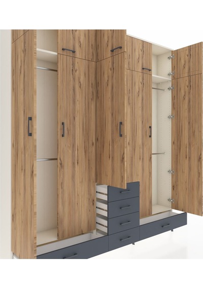 Arges Dolap 6 Raflı 6 Çekmeceli 4 Askılı 220x30x243 Aytaşı-çam/antrasit Atlas Çam/antrasıt Arges Dolap 6 Raflı 6 Çekmeceli 4 Askılı 220x30x243 Aytaşı-çam/antrasit Atlas Çam/antrasıt