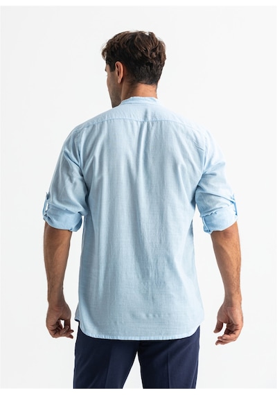 Uzun Kol Şile Bezi Bodrum Erkek T-Shirt Buz Mavi Bmv Buz Mavi