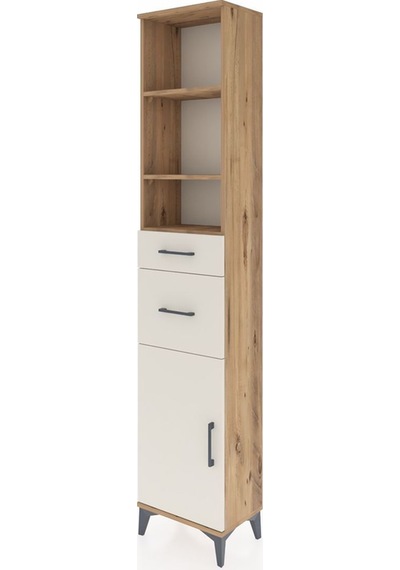 Arges Dolap 4 Raflı 2 Çekmeceli Tek Kapaklı 44x30x221 Çam-aytaşı Atlas Çam