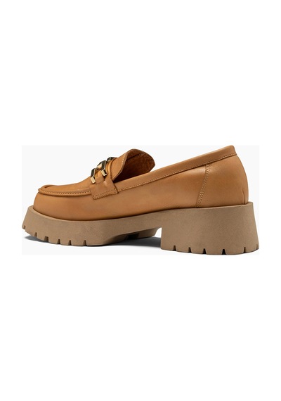 Zinnia Hakiki Taba Kalın Tabanlı Tokalı Kadın Loafer Ayakkabı