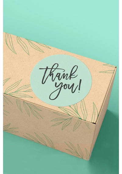 Mint Yeşili Thank You Kargo Paketleme Sticker 3x3cm St2114 Çok Renkli