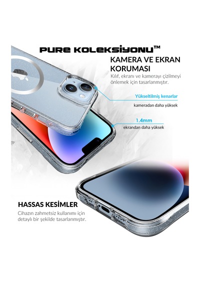 Bix iPhone Uyumlu 14 Plus / 15 Plus Magsafe Simli Kılıf Shock Pocket Darbe Emici Teknolojili Çizilmeye Dayanıklı Simli Şeffaf Bix iPhone Uyumlu 14 Plus / 15 Plus Magsafe Simli Kılıf Shock Pocket Darbe Emici Teknolojili Çizilmeye Dayanıklı Simli Şeffaf