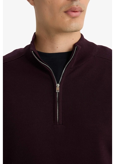Defacto Standart Fit Yarım Fermuarlı Triko Kazak D0624ax25aubr34 Bordo