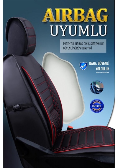 Honda City Deri Oto Koltuk Kılıfı Ön Arka Set Siyah Kırmızı Elit Model Şhn