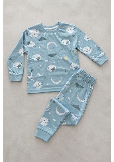 Eray Alp Kids Erkek Çocuk Pijama Takımı Rahat Uyku Takımı Mavi