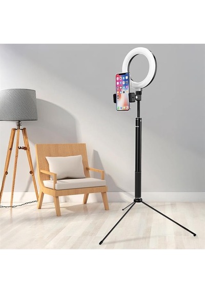 2in1 Tripod Standlı Youtube Tiktok Selfie Çekim Işıklı Telefon Tutucu - Makyaj Işığı Dlk3621n/93 Diğer
