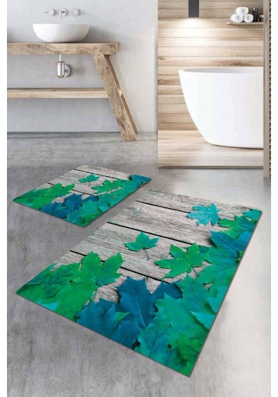 Yeşil Çınar 3d Üç Boyutlu Banyo Klozet Paspas Seti Bs027