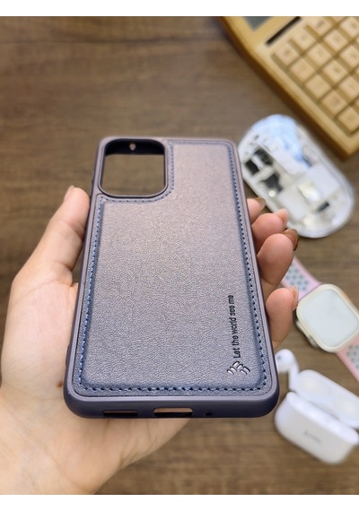 Samsung Galaxy A33 Uyumlu Premium Deri Dokulu Darbelere Karşı Dayanıklı Nazal Silikon Kılıf Lacivert