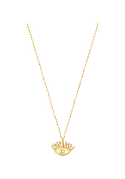 Taşlı Kirpik Göz Gümüş Kolye Rose Gold