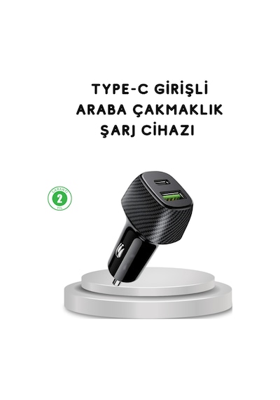 38w Araç Şarj Cihazı Type-c Pd Usb Hızlı Şarj Çift Port