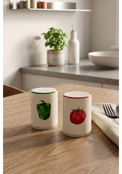 Rakle X Bengi Kurtcebe Pomodoro 2'li Tuzluk-biberlik Seti 6 Cm Çok Renkli