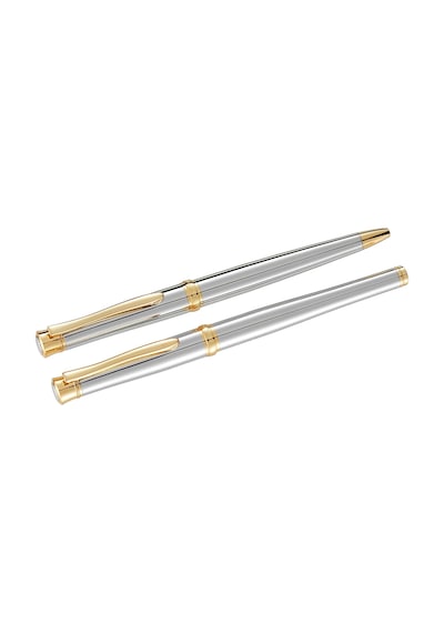 Steelpen Lemans Serisi 813 Krom Gold Roller Kalem+tükenmez Kalem Çok Renkli