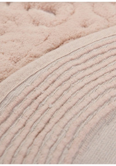 Cotton Special 2'li Oval Osmanlı Desen Pamuklu Klozet Takımı Pudra Renkli