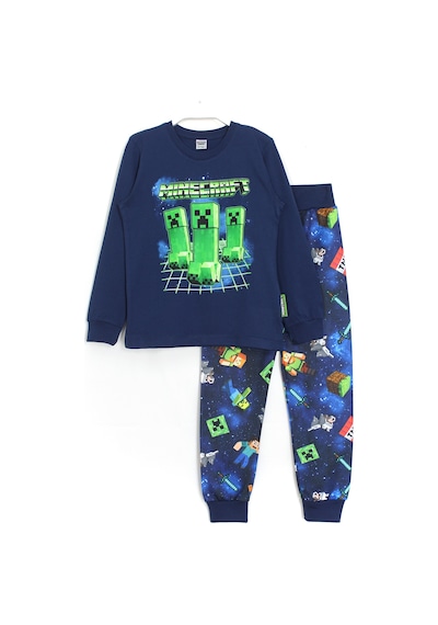 Dobakids 3D Minecraft Baskılı Erkek Çocuk Pijama Takımı Lacivert