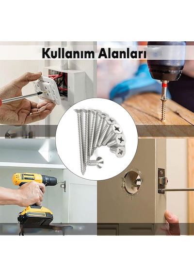 Badem10 Sunta Vidası 4x20 Paket 1000 Adet Sivri Uçlu Ahşap Tahta Ağaç Mobilya Ayak Kulp Vidası 0.35 CM