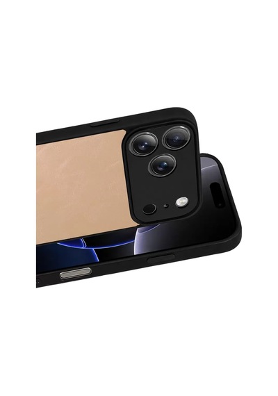 Newface Apple iPhone Uyumlu 17 Pro Max Aras Deri Kapak -  Pudra