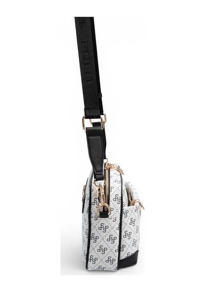 Silver & Polo Silver Polo Beyaz - Siyah Monogram Kadın Çapraz Çanta Sp1094