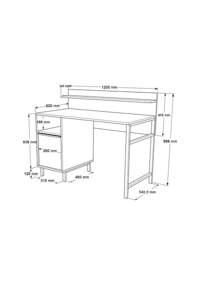 Bohem Çalışma Masası 60x120cm Raflı Dolaplı Metal Ayaklı Sepet Boh16-s Kahverengi