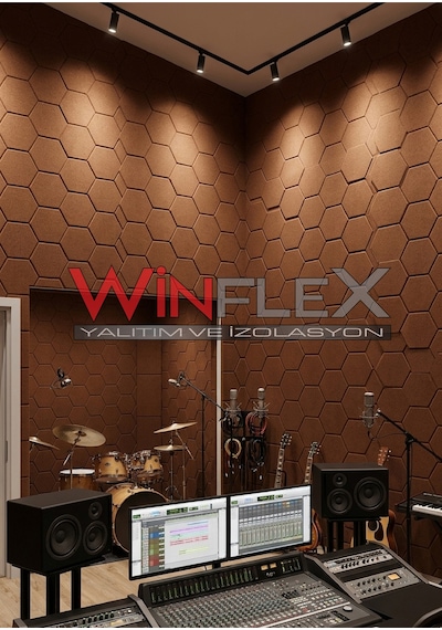 Winflex 12'li Altıgen Akustik Kumaş Panel 17x20 Cm Kahverengi